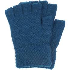 Blue - Unisex Gloves & Mittens Knitted Fingerless Gloves Cosy Teal Blue Unisex One Fine Waffle Texture