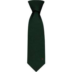 Plain tie pure wool bottle green