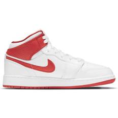 Nike Air Jordan 1 Mid SE GS - White/Multi-Color/Chile Red