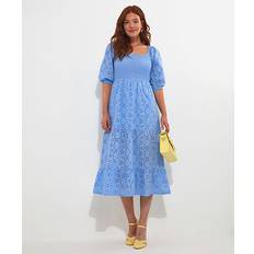 Blue - T-shirt Dresses Joe Browns Broderie Cotton Midi Dress Blue, Blue, 12, Women