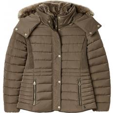 Joules Gosway Fur Trim Womens Padded Coat Light Brown