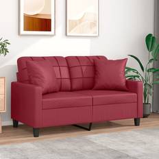 Röda Soffor vidaXL 2-Sits Med Prydnadskuddar Vinröd 120 cm Soffa 2-sits