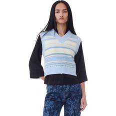 Wolle Blusen Ganni Striped Intarsia Vest Blue