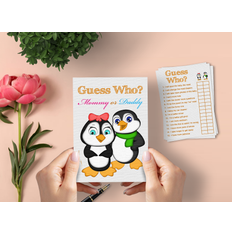 Animal Cards & Invitations Marina 40 baby shower game cards 'guess who' mommy or daddy