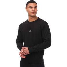 Clothing C.P. Company Mens Light Fleece Logo Sweatshirt in Black Cotton