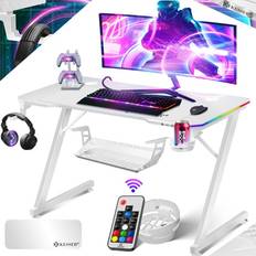 Ultimativer Gaming Tisch Z-Frame Gaming Schreibtisch Getränkehalter Kopfhörer Haken Computertisch PC Tisch Ergonomischer Gamer
