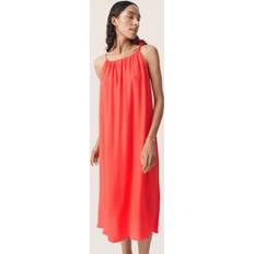 Soaked in Luxury Dresses Soaked in Luxury Kehlani Spaghetti Strap Midi Slip Dress, Hot Coral