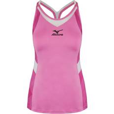 Mizuno round neck sleeveless pink/white womens drylite pink tank top k2ga9710u64