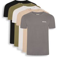 Bench Overdele Bench Envoy Fem-Pak T-Shirts - Sort/Lyse Khaki/Hvid/Sten/Stålgrå