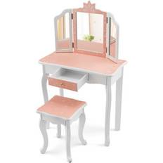 Pink Dressing Tables Costway Princess Vanity Dressing Table