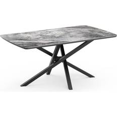 Ceramic Marble Effect Black Dining Table 89.5x160cm