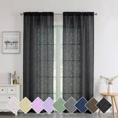Chyhomenyc Marilyn Black Sheer Curtains 84 Inch 2 Panels