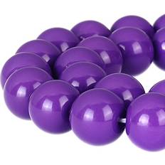 Rubyca Round Opaque Painted Druk Czech Glass Beads Bulk Jewelry Making Supplies Strand Purple, 8mm