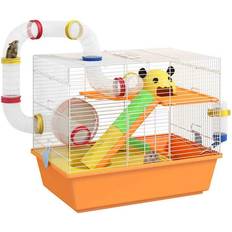 Pets Pawhut 3 Tiers Gerbil Hamster Cage w/ Tubes Ladder