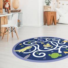 Rectangular Rugs Klebefieber Runder Vinyl-Teppich Dinosaurier Dinomama sucht ihr Baby