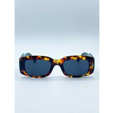 Chunky rectangle sunglasses in green with tortoiseshell arms