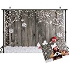 Photo Backgrounds LYWYGG 8X6FT Christmas Background Christmas Backdrop Snow Floor Photo Backgrounds Wooden Wall Photography Backdrops for Child CP-70-0806