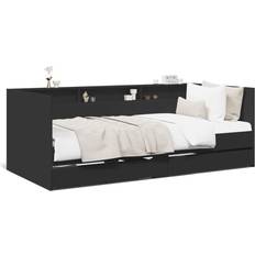 vidaXL Daybed with Drawers Black Soffa 203cm 3-sits