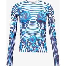 XXL Blusas Jean Paul Gaultier Women's Flower Long Sleeve Top - White/Navy