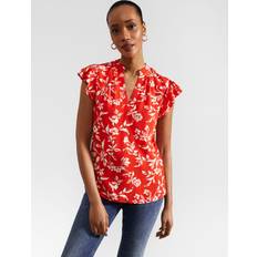 Red Blouses Hobbs Cleo Floral Print Blouse, Red/White