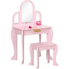 Table Kid's Room Homcom Kids Dressing Table & Stool Vanity Set