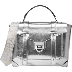 Michael Kors Manhattan Medium Metallic Satchel - Silver