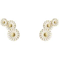 Georg Jensen Silver Smycken Georg Jensen Daisy Vit Layered Örhängen Guldpläterad - White Enamel