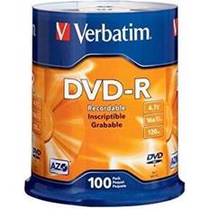 Optical Storage Verbatim 4.7GB up to 16x Branded Recordable Disc DVDR 100Disc Spindle 95102