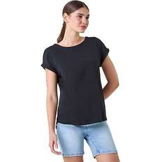 Women T-shirts Roman Plain Stretch Cotton Jersey T-Shirt in Black