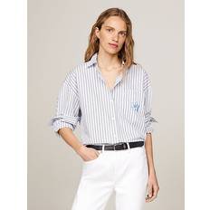 Tommy Hilfiger Women Shirts Tommy Hilfiger Stripe Oversized Fit Shirt CLASSIC SHIRTING STP/ VESSEL BLUE XS-S