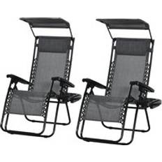 Adjustable Backrest Patio Chairs OutSunny 2 Reclining Garden Zero Gravity Deck