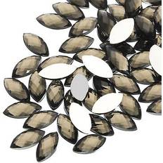 50pcs acrylic horse eye gems 7x15mm flat back rhinestones diy dark gray