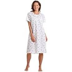 Ladies Poly Cotton Floral Short Sleeve Nightdress - Pink
