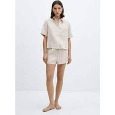 Lino Pigiama Mango Linen pyjama shirt sand Woman Sand