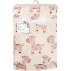 First Steps Giraffe Fleece Baby Blanket Beige Neutral