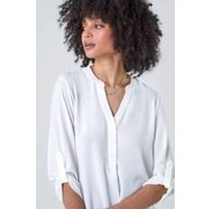 Stretch - Women Blouses Roman Longline Tunic Stretch Blouse in Ivory