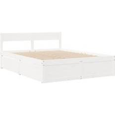 Sängar & Madrasser vidaXL utan Madrass Vit 150x200 cm Massiv Furu Sängram