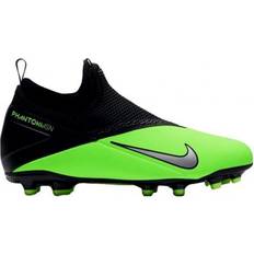 Football Shoes Nike boys Jr Phantom Vision Academy DF MG Youth Soccer Cleats, Green Strike/Mtlc Platinum-black, Little Kid