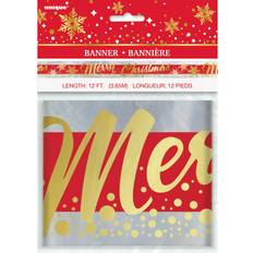 Unique Gold sparkle merry christmas foil banner 12ft. One Size