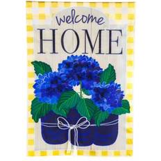 Verde Banderas Evergreen Welcome Home Hydrangeas Garden Applique Flag