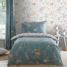 Dunelm Woodland Animals Neutral Wallpaper Brown/Blue/White