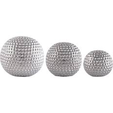 Dunelm Set of 3 Silver Ceramic Dimpled Decorative Item 3pcs