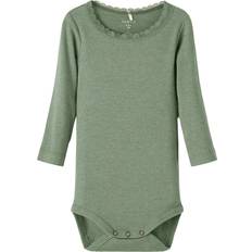 Name It Kab Long Sleeved Rib Romper - Lily Pad (13198038)