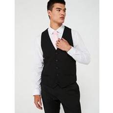 River Island Kostymer River Island Plain Single Breasted Suit Waistcoat Black, Black, 42, Men