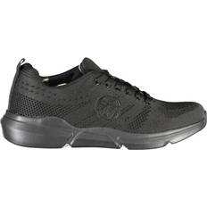 Sergio Tacchini eleganta svarta snörning sneakers med kontrast mäns detaljer, Svart