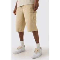 Vaatteet boohooMAN Mens Stone Tall Elasticated Waist Cargo Jorts