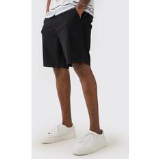 Slim Shorts boohooMAN Mens Tall Fixed Waist Black Slim Fit Chino Shorts