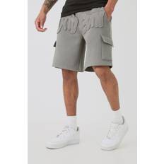 Oversize Shorts boohooMAN Mens Charcoal Oversized Limited Edition Applique Cargo Shorts