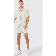 Grün - Herren Schlafanzüge boohooMAN Oversized Shirt and Short Set - Sage