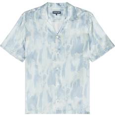 Frescobol Carioca Roberto Seascape Print Silk Shirt in Baby Blue. L, XL/1X